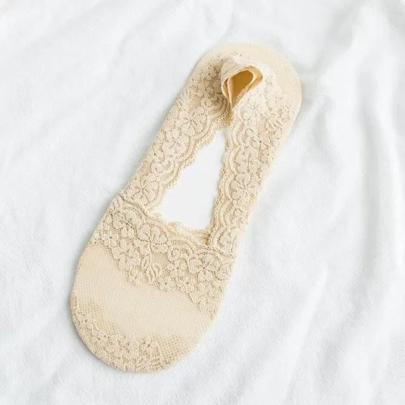 Lace No Show Socks; Semi-Sheer; Sweat-absorbent; Hosiery Socks - Picture 3 of 8